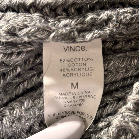 Vince Grey Knit Button Front Cotton Blend Cardigan Size Medium - Picture 13 of 13